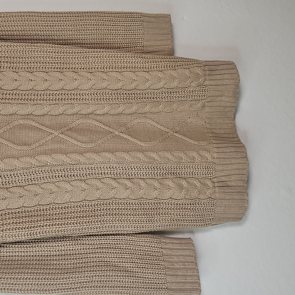 Caitlin M. Covington x Pink Lily Beige Cable Knit Turtleneck Sweater Tunic Women - Picture 6 of 10